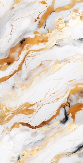 Panneau Blanc, Or & Mandarine – Marbre Solaire