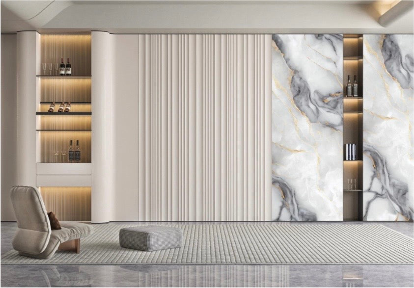 Panneau Gris & Or — Marbre Silver Royal