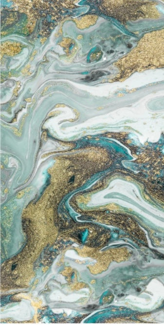 Panneau Vert & Or – Marbre Profond Émeraude