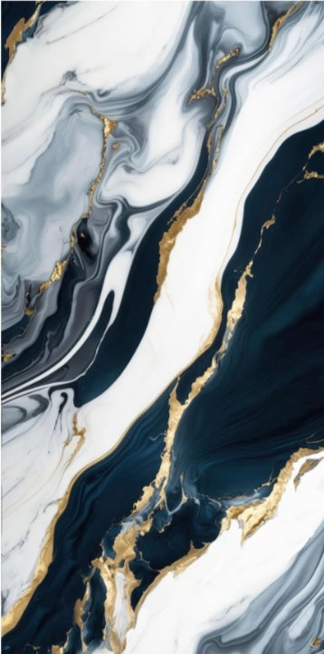 Panneau Bleu Nuit, Blanc & Or – Dramatic Luxe