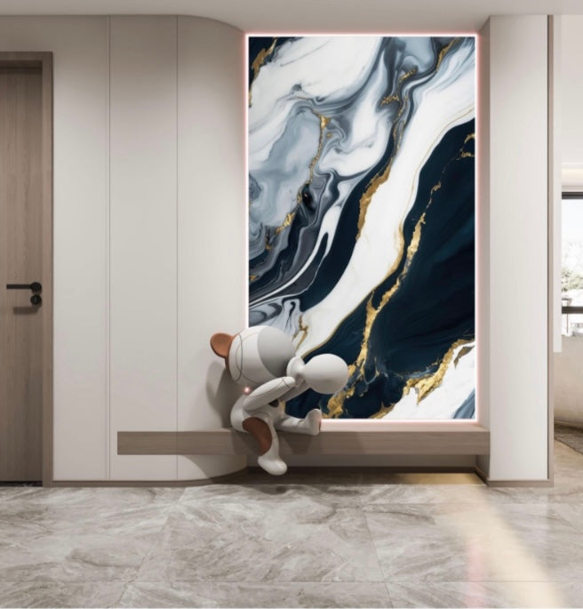 Panneau Bleu Nuit, Blanc & Or – Dramatic Luxe